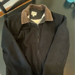 Rhythm Black Bomber Jacket with Brown Collar